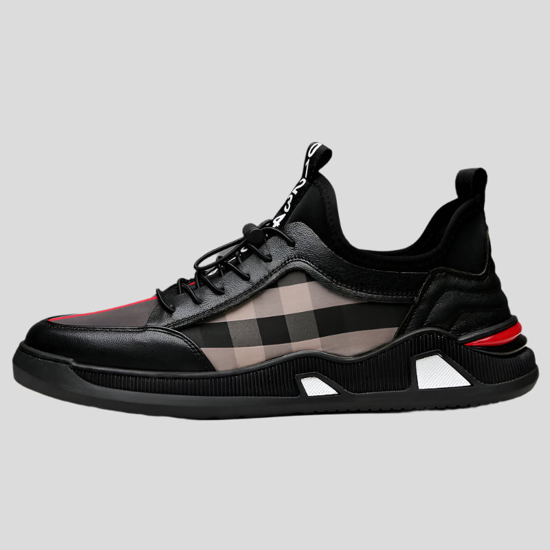 Celonox Black Plaid Slip-On Leather Runners